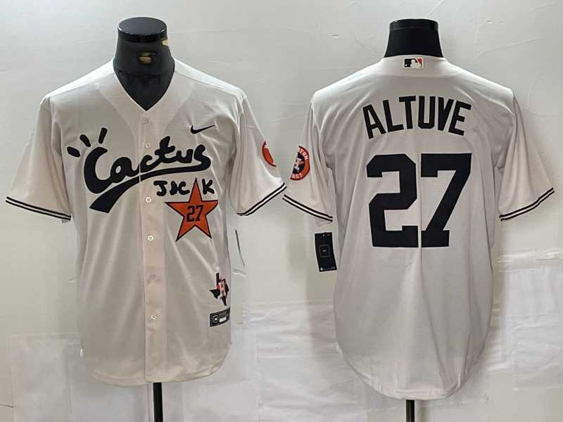 Mens Houston Astros #27 Jose Altuve Cream Cactus Jack Vapor Premier Stitched Baseball Jersey->houston astros->MLB Jersey